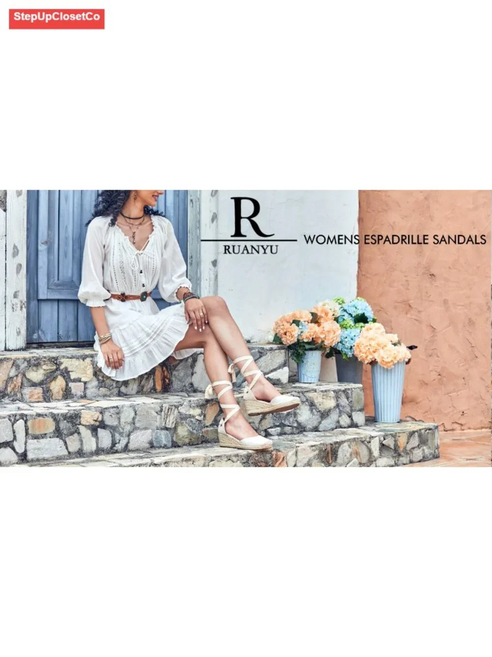 Lace Up Closed Toe Espadrille Wedge Sandals Platform Heels